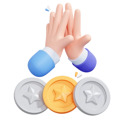 Refer-a-Friend Bonus Graph - 3D Cartoon Two Hands Giving a High Five - 3D Coins