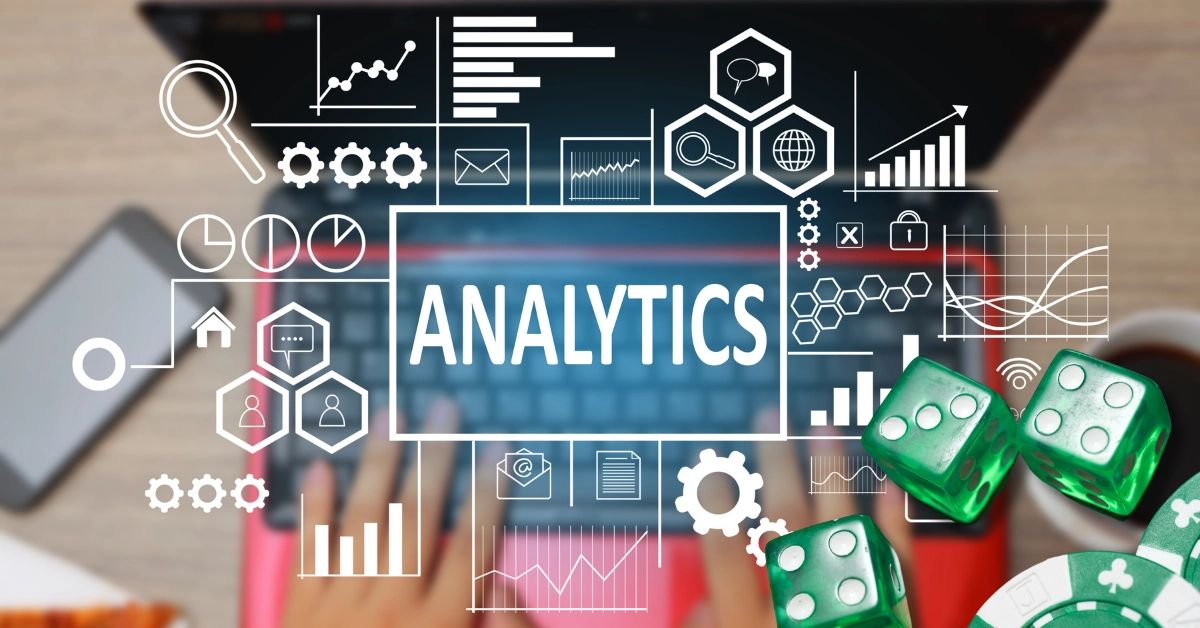 Data Analytics Concept - Green Casino Chips and Dice