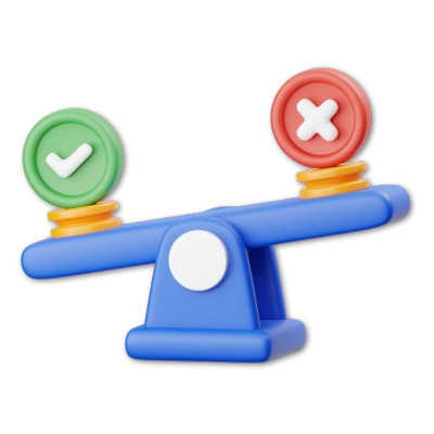 Seesaw with Check and Cancel Marks - Choosing Right