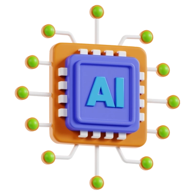 3D AI Microchip Icon